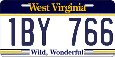 WV license plate 1BY766