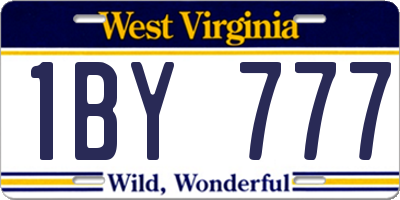 WV license plate 1BY777