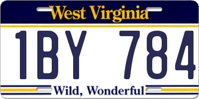 WV license plate 1BY784