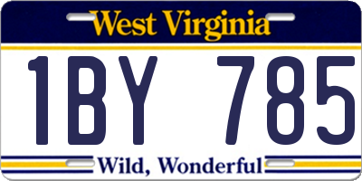 WV license plate 1BY785