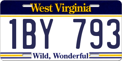 WV license plate 1BY793