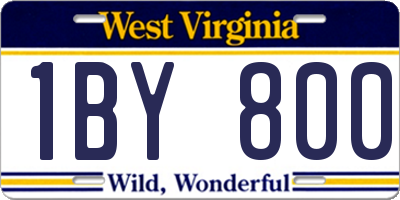 WV license plate 1BY800