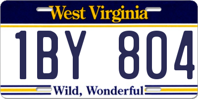 WV license plate 1BY804