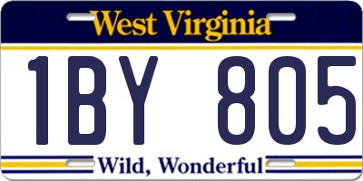 WV license plate 1BY805