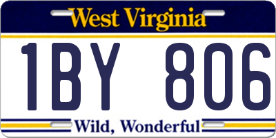 WV license plate 1BY806