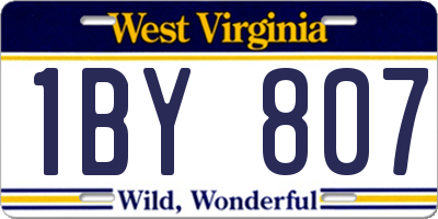 WV license plate 1BY807
