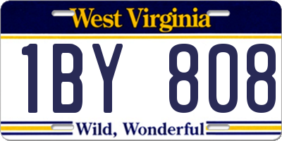 WV license plate 1BY808