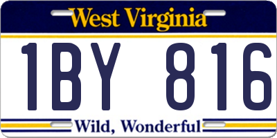WV license plate 1BY816
