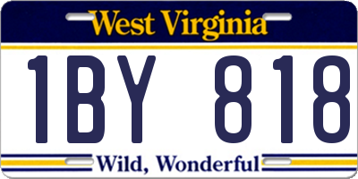 WV license plate 1BY818