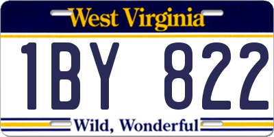 WV license plate 1BY822