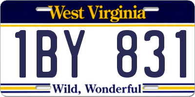 WV license plate 1BY831