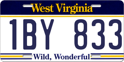 WV license plate 1BY833