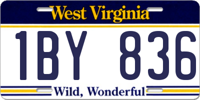 WV license plate 1BY836