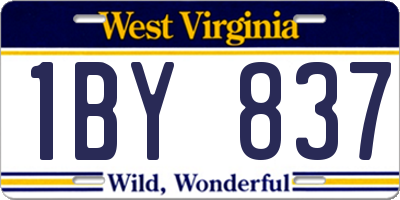 WV license plate 1BY837