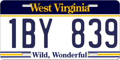 WV license plate 1BY839