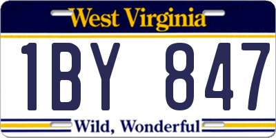 WV license plate 1BY847