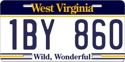 WV license plate 1BY860