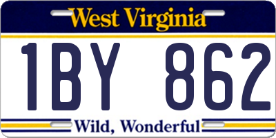 WV license plate 1BY862