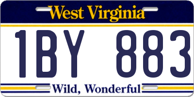 WV license plate 1BY883
