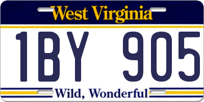 WV license plate 1BY905