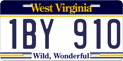 WV license plate 1BY910