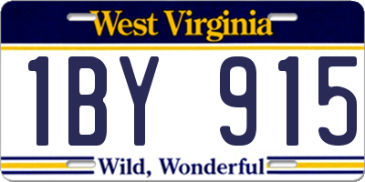 WV license plate 1BY915