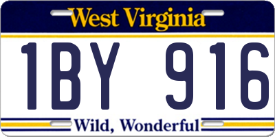 WV license plate 1BY916
