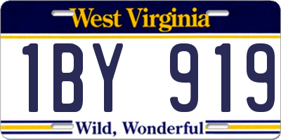 WV license plate 1BY919