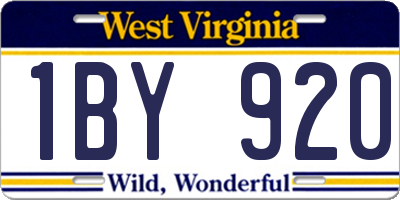 WV license plate 1BY920