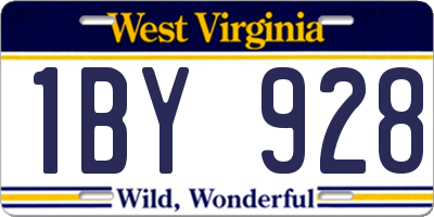 WV license plate 1BY928