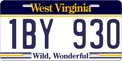 WV license plate 1BY930