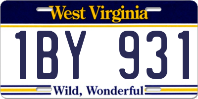 WV license plate 1BY931