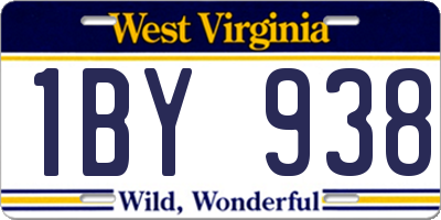 WV license plate 1BY938
