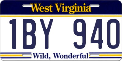 WV license plate 1BY940