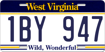 WV license plate 1BY947
