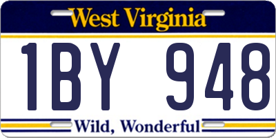 WV license plate 1BY948