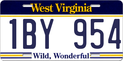 WV license plate 1BY954