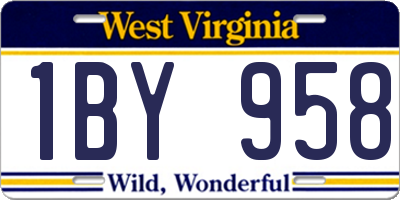 WV license plate 1BY958