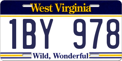 WV license plate 1BY978