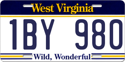WV license plate 1BY980
