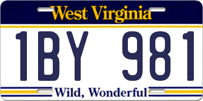 WV license plate 1BY981