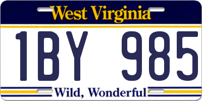 WV license plate 1BY985