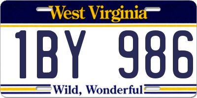 WV license plate 1BY986