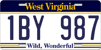 WV license plate 1BY987