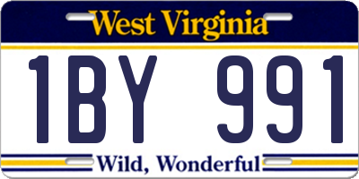 WV license plate 1BY991