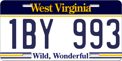WV license plate 1BY993