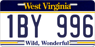 WV license plate 1BY996