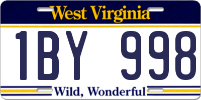WV license plate 1BY998