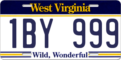 WV license plate 1BY999