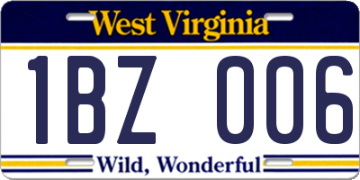 WV license plate 1BZ006